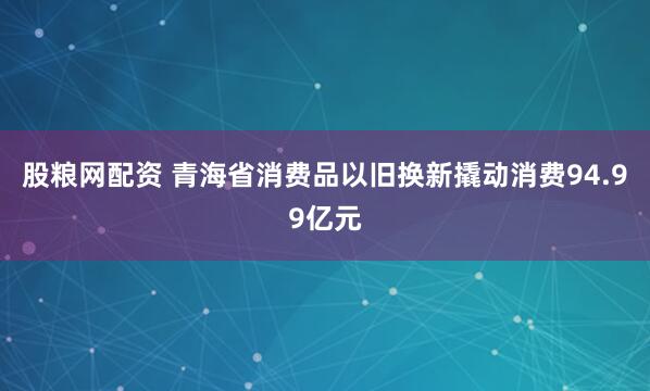 股粮网配资 青海省消费品以旧换新撬动消费94.99亿元