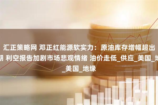 汇正策略网 邓正红能源软实力：原油库存增幅超出预期 利空报告加剧市场悲观情绪 油价走低_供应_美国_地缘
