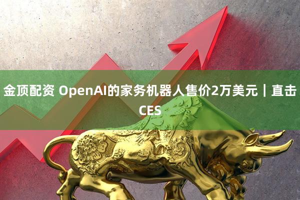金顶配资 OpenAI的家务机器人售价2万美元|直击CES